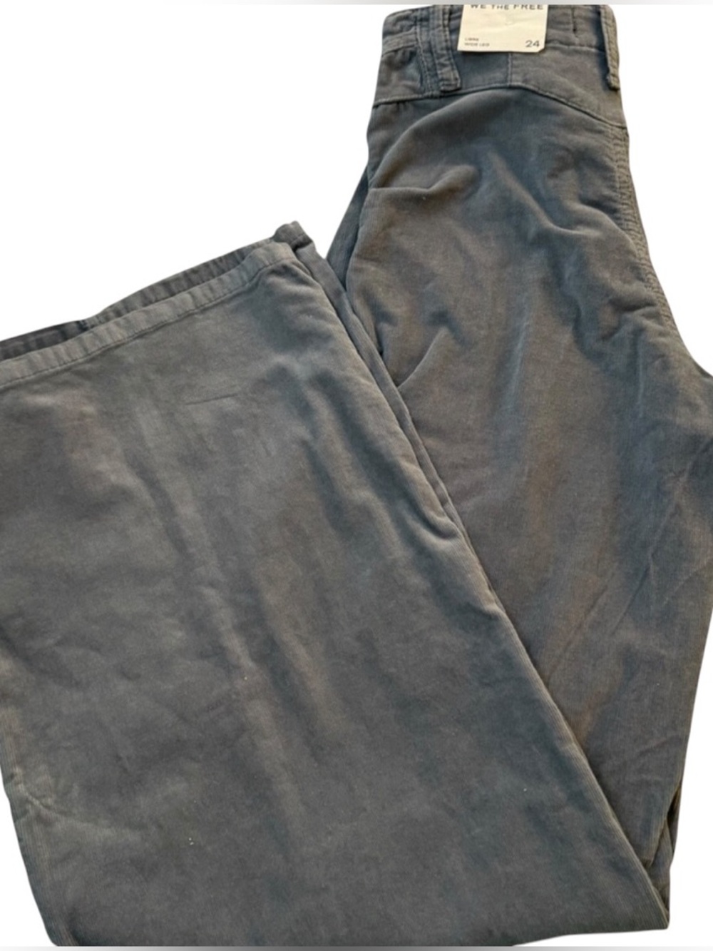 We The Free Libre Wide Leg Corduroy Pants Grey Blue High Rise Size 24 NWT - Picture 3 of 6